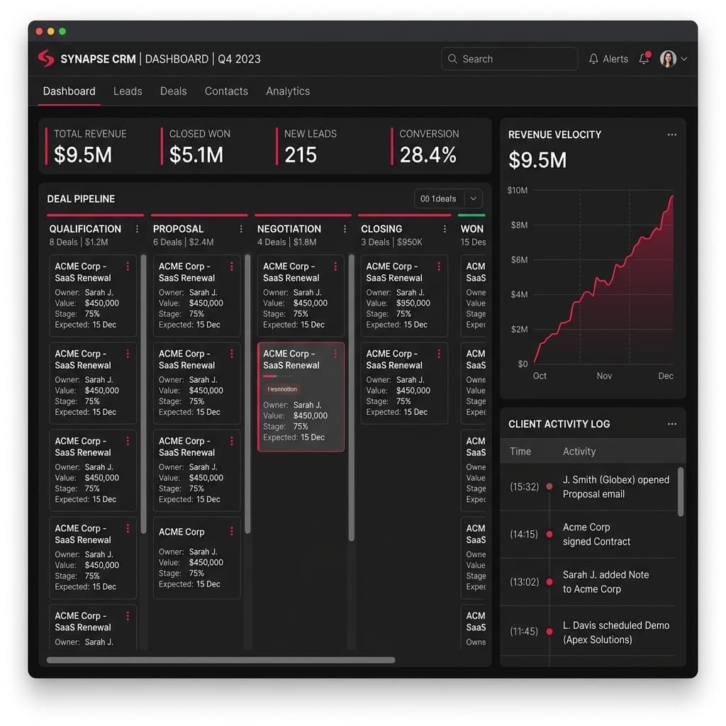 Bespoke CRM Architecture Dashboard